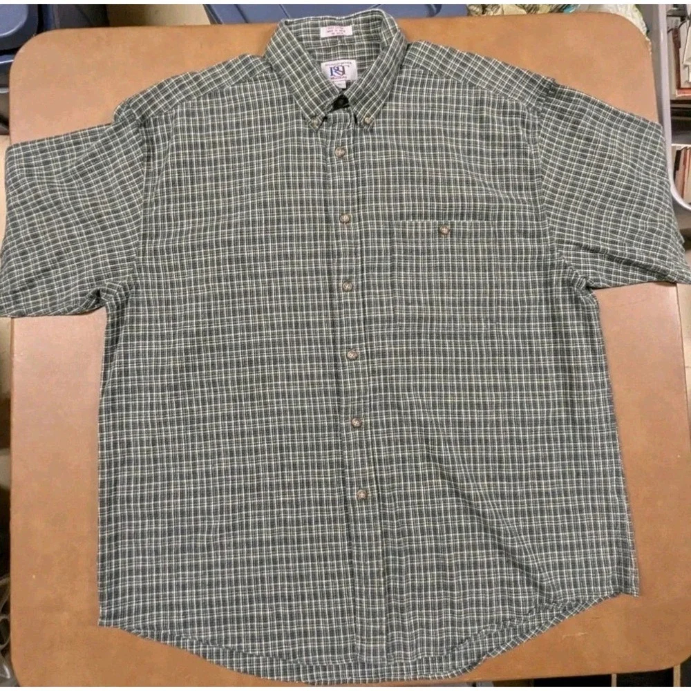 Salmon River Traders Shirt Men's XL Check Short Sleeve‎ Button Down 100% Cotton